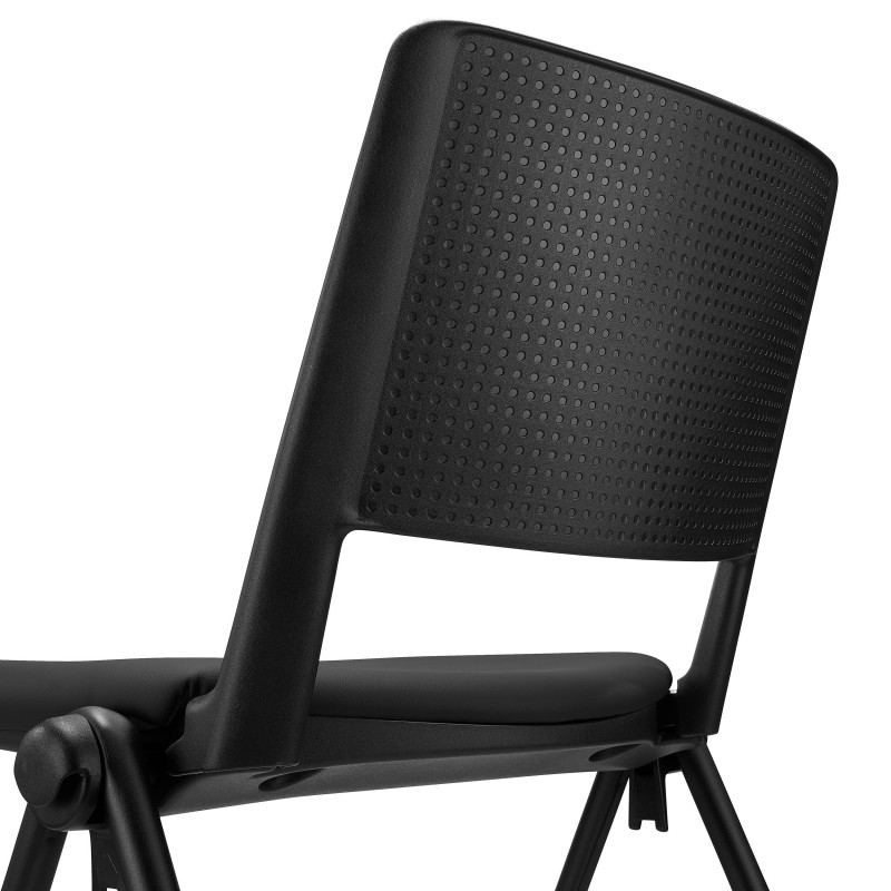 Silla de confidente CARINA, apilable, piel negra, patas negras