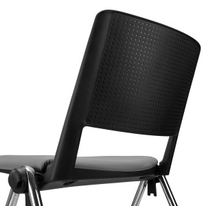 Silla de confidente CARINA, apilable, piel negra, patas cromadas