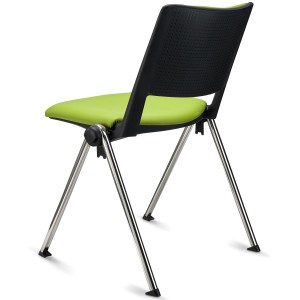 Silla de confidente CARINA, apilable, piel negra, patas cromadas