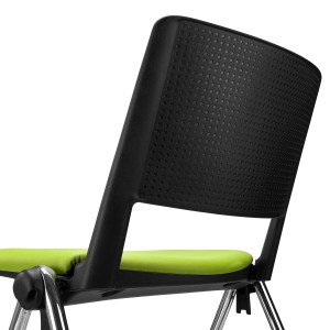 Silla de confidente CARINA, apilable, piel negra, patas cromadas