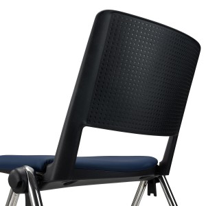 Silla de confidente CARINA, apilable, piel negra, patas cromadas