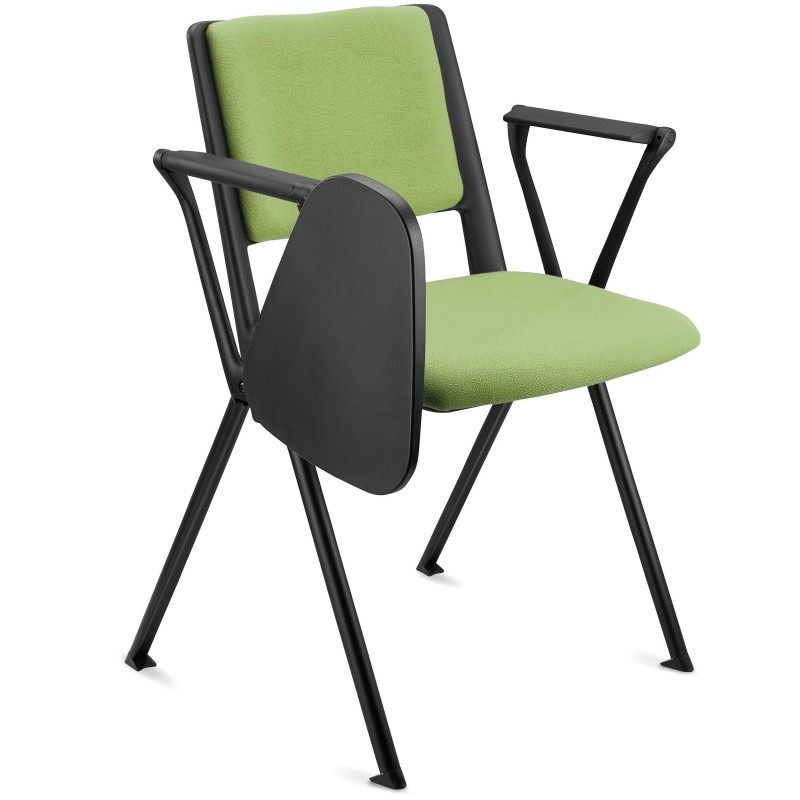 Silla de confidente CARINA CON PALA, apilable, tela negra y patas negras