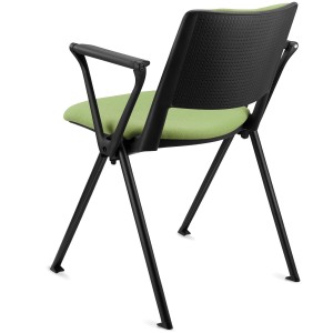 Silla de confidente CARINA CON PALA, apilable, tela negra y patas negras