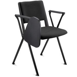 Silla de confidente CARINA CON PALA, apilable, tela negra y patas negras