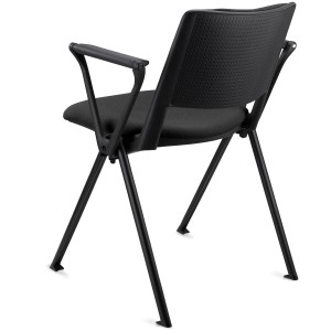 Silla de confidente CARINA CON PALA, apilable, tela negra y patas negras