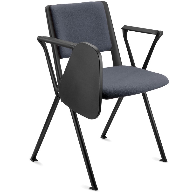 Silla de confidente CARINA CON PALA, apilable, tela negra y patas negras