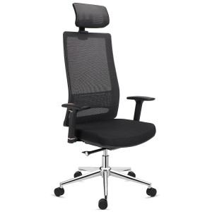 Silla Ergonómica SANTOS con reposacabezas, uso 8h, negro