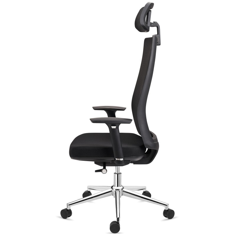 Silla Ergonómica SANTOS con reposacabezas, uso 8h, negro