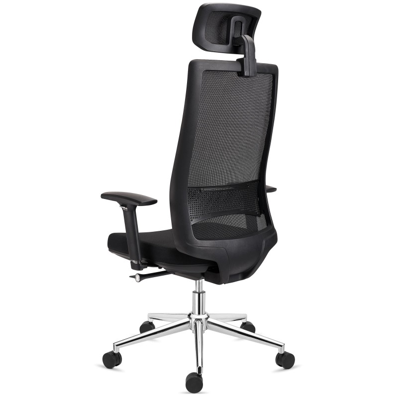 Silla Ergonómica SANTOS con reposacabezas, uso 8h, negro