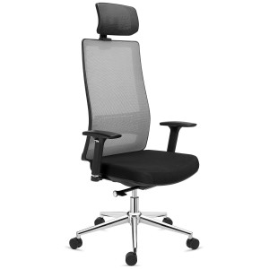 Silla Ergonómica SANTOS con reposacabezas, uso 8h, negro