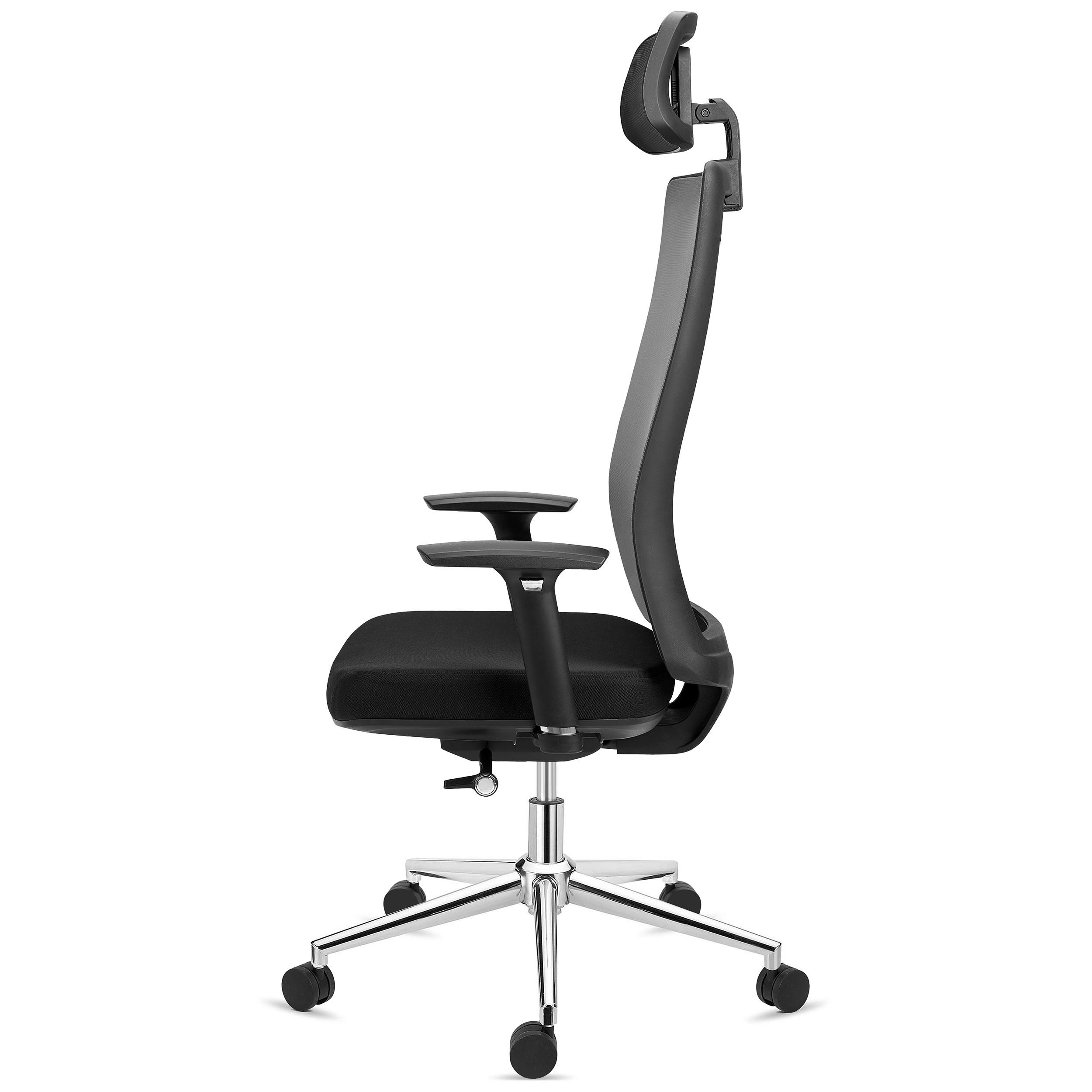 Silla Ergonómica SANTOS, Reposacabezas, Uso Profesional 8h, En Negro