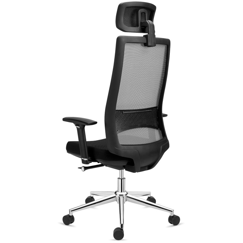 Silla Ergonómica SANTOS con reposacabezas, uso 8h, negro