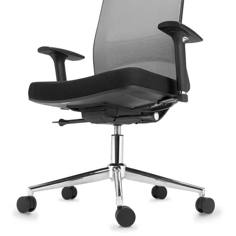 Silla Ergonómica SANTOS con reposacabezas, uso 8h, negro