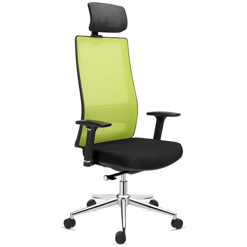 Silla Ergonómica SANTOS con reposacabezas, uso 8h, negro