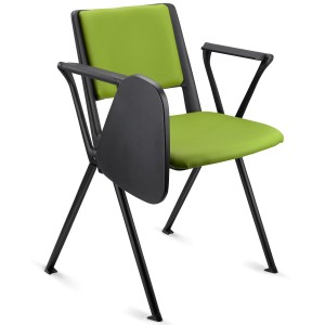 Silla de confidente CARINA CON PALA, apilable, piel negra y patas negras