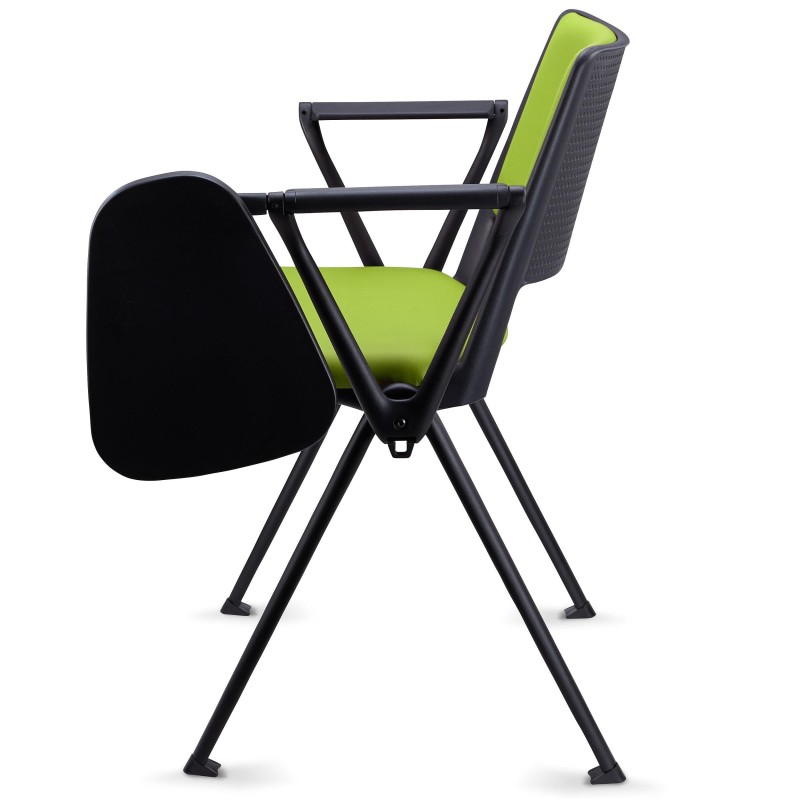 Silla de confidente CARINA CON PALA, apilable, piel negra y patas negras