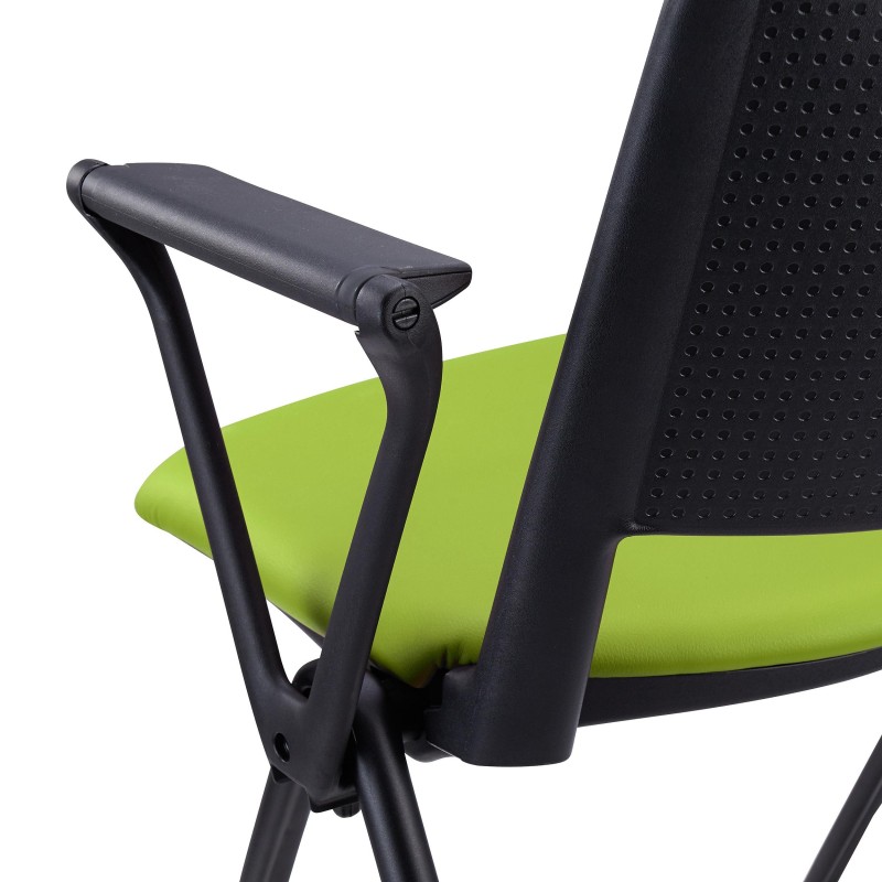Silla de confidente CARINA CON PALA, apilable, piel negra y patas negras