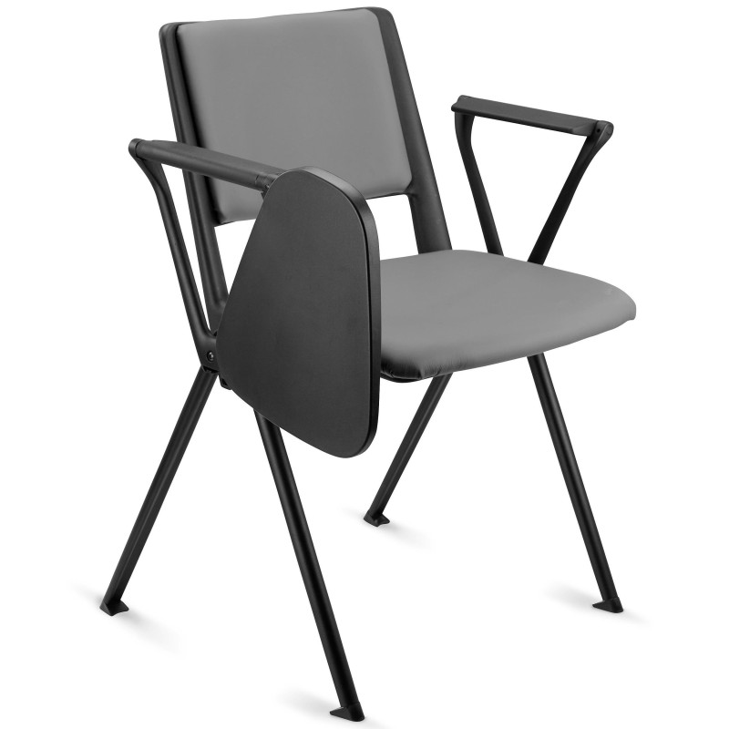 Silla de confidente CARINA CON PALA, apilable, piel negra y patas negras