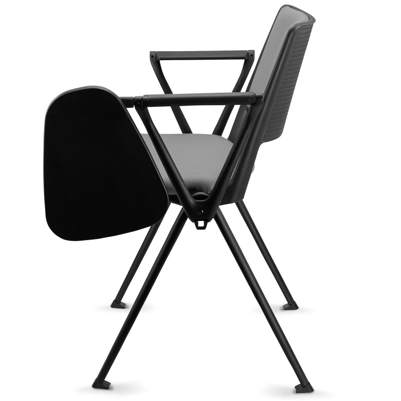 Silla de confidente CARINA CON PALA, apilable, piel negra y patas negras