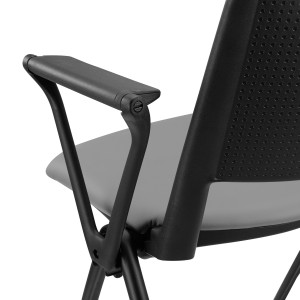 Silla de confidente CARINA CON PALA, apilable, piel negra y patas negras