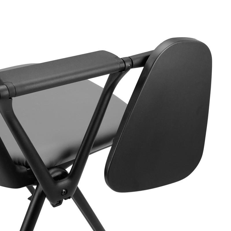 Silla de confidente CARINA CON PALA, apilable, piel negra y patas negras