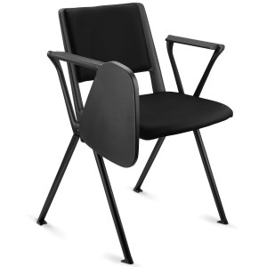 Silla de confidente CARINA CON PALA, apilable, piel negra y patas negras