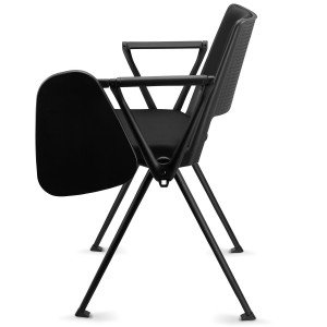 Silla de confidente CARINA CON PALA, apilable, piel negra y patas negras
