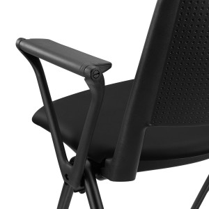 Silla de confidente CARINA CON PALA, apilable, piel negra y patas negras