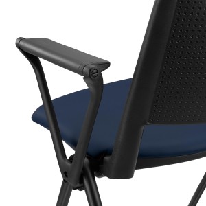 Silla de confidente CARINA CON PALA, apilable, piel negra y patas negras