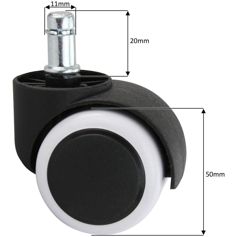 Lote 5 Ruedas ROLLER 5, 11x50mm, Aptas para Suelos Duros