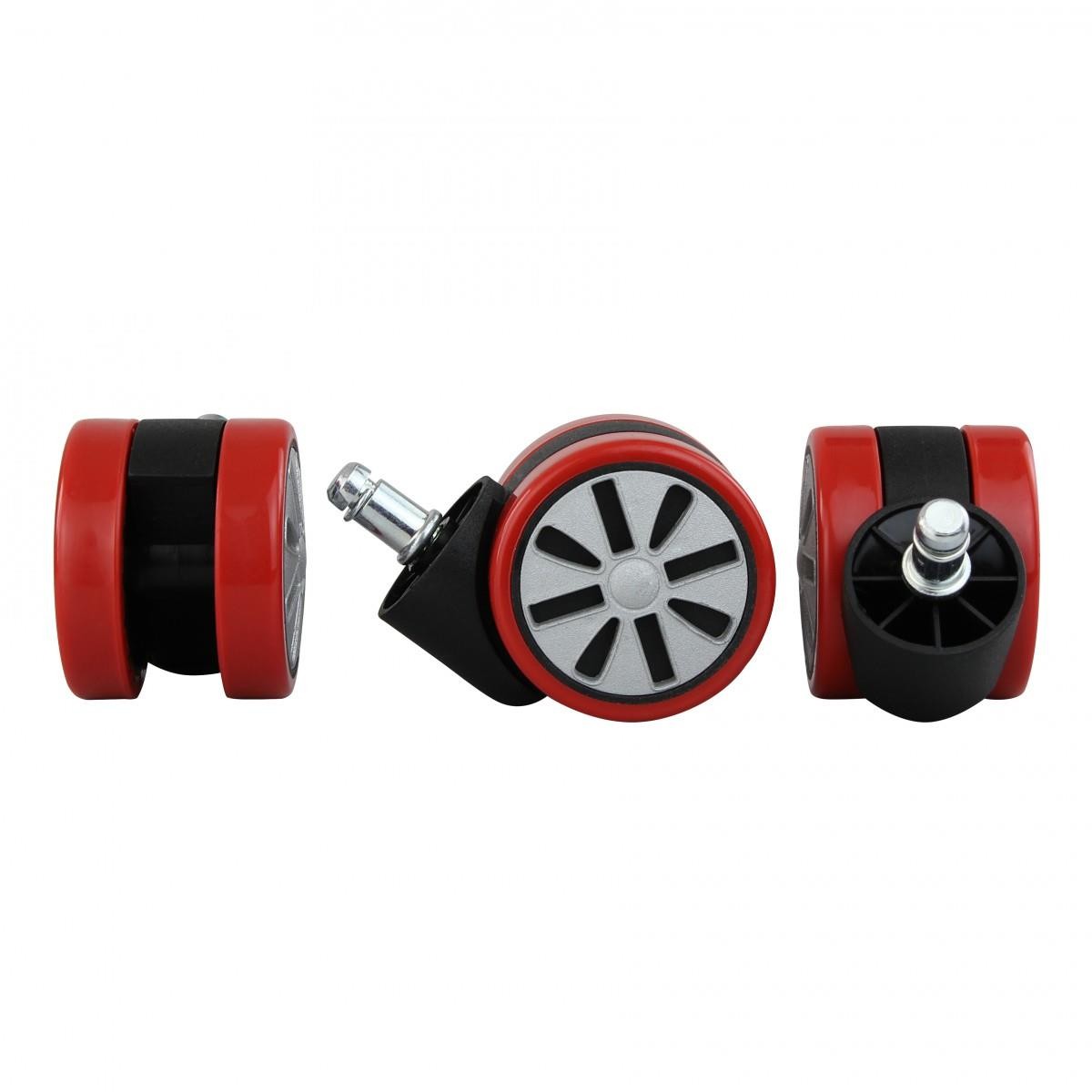 Lote de 5 Ruedas FLASH, 11x60mm, Diseño Gaming, color Negro y Rojo
