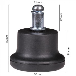 Lote de 5 Tapones para Sillas de Oficina, 11mm, color Negro