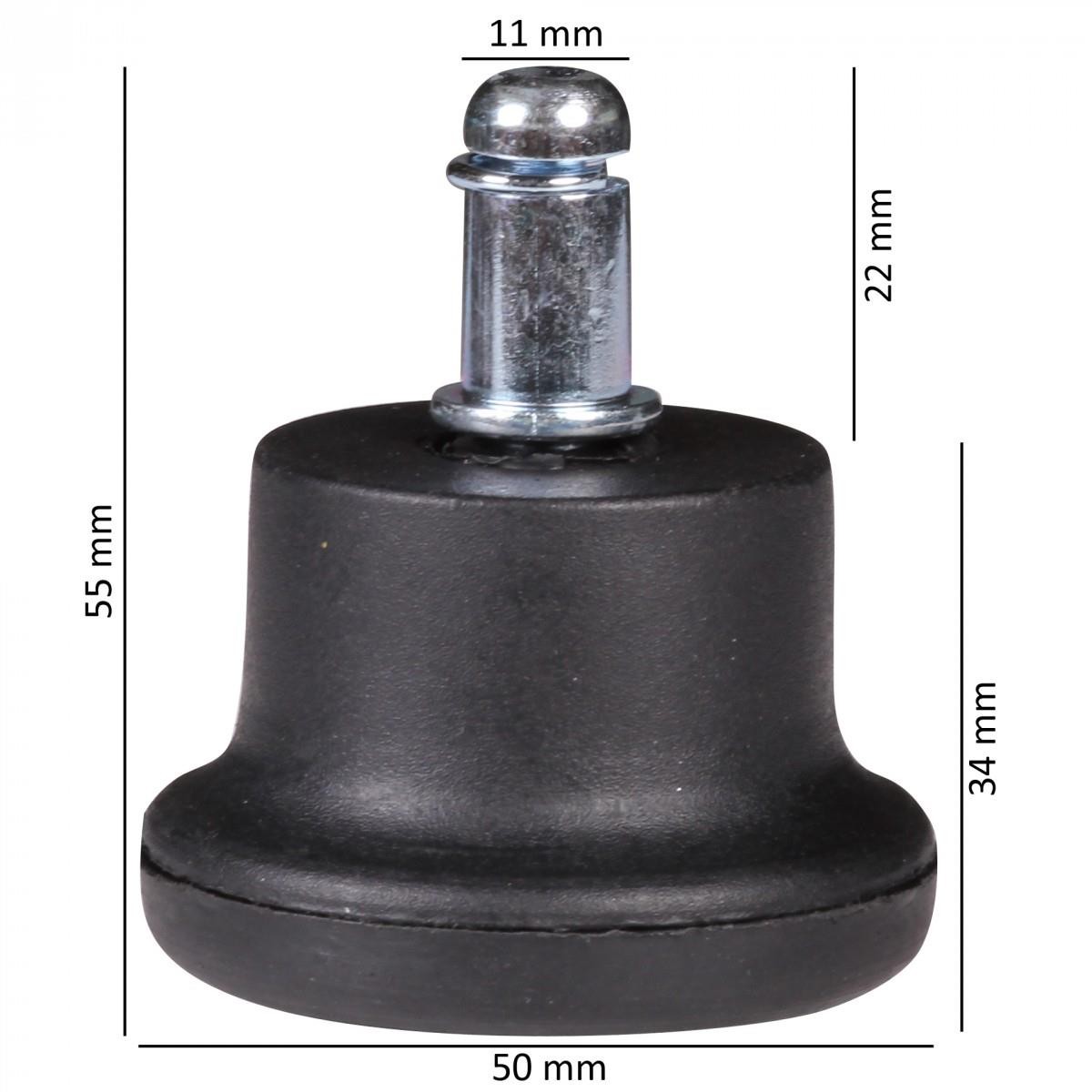 Lote de 5 Tapones para Sillas de Oficina, 11mm, Antideslizantes, color Negro