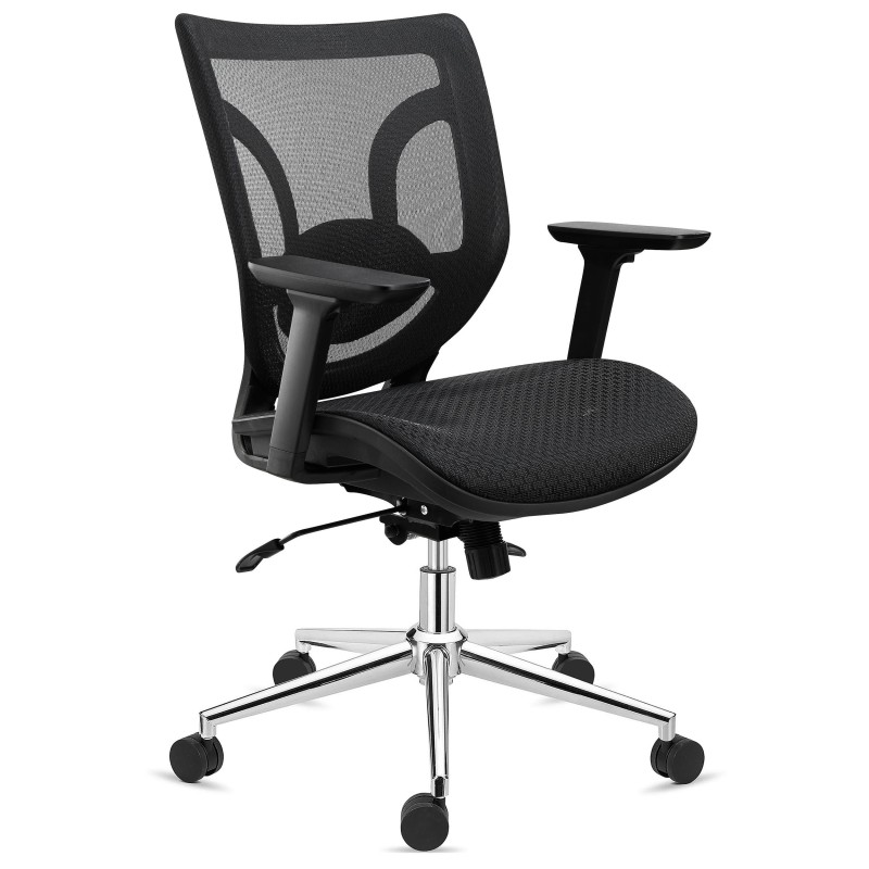 Silla de Oficina Ergonomica LAMBO PRO, soporte lumbar, en malla transpirable, negro