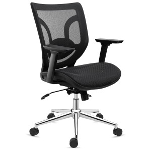 Silla de Oficina Ergonomica LAMBO PRO, soporte lumbar, en malla transpirable, negro