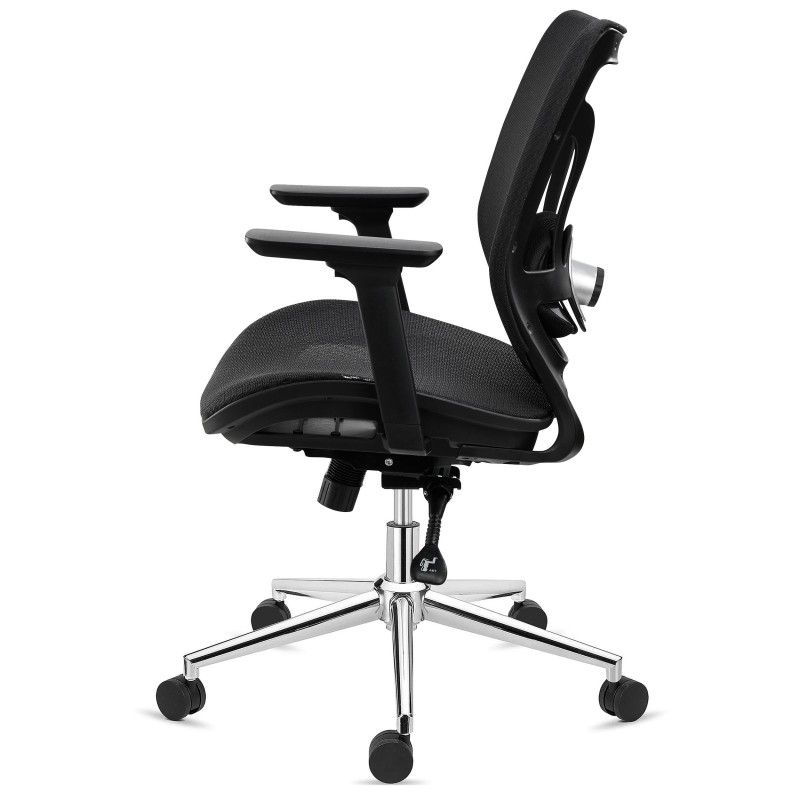Silla de Oficina Ergonomica LAMBO PRO, soporte lumbar, en malla transpirable, negro