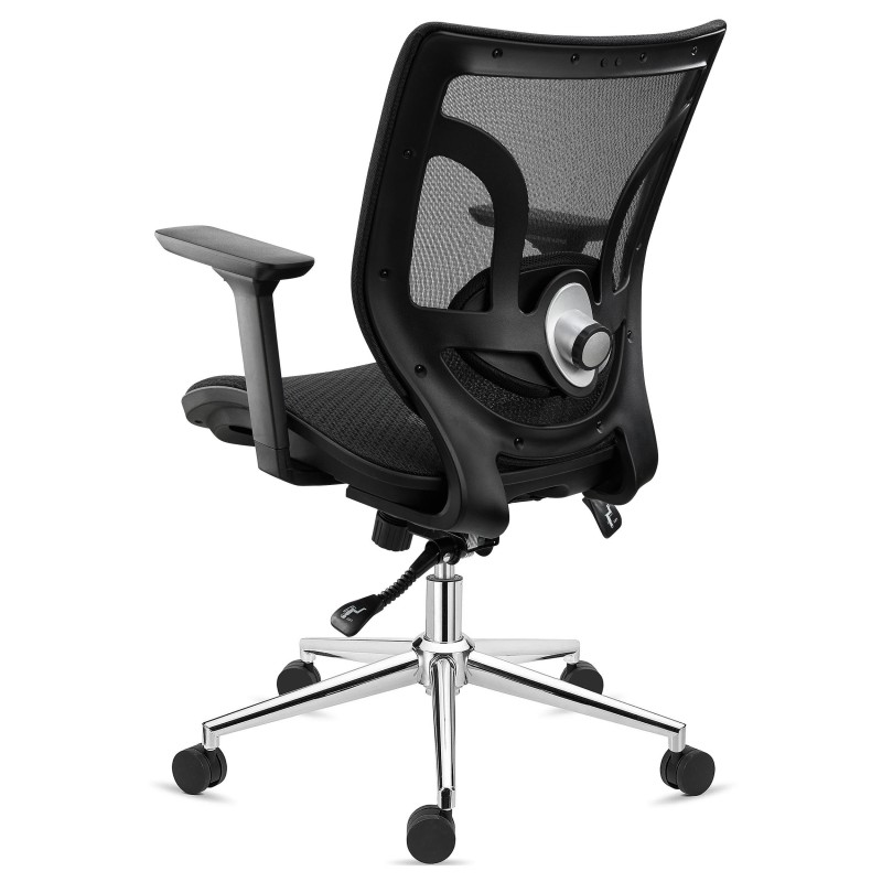 Silla de Oficina Ergonomica LAMBO PRO, soporte lumbar, en malla transpirable, negro