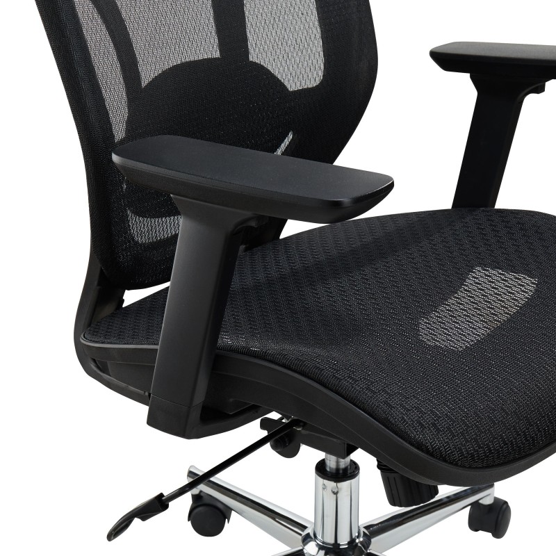 Silla de Oficina Ergonomica LAMBO PRO, soporte lumbar, en malla transpirable, negro