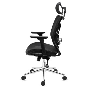 Silla de Oficina Ergonomica LAMBO PRO, reposacabezas, soporte lumbar, en malla transpirable, negro