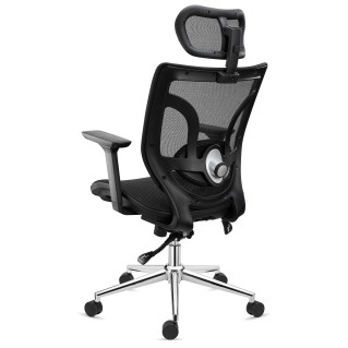 Silla de Oficina Ergonomica LAMBO PRO, reposacabezas, soporte lumbar, en malla transpirable, negro 2