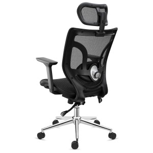 Silla de Oficina Ergonomica LAMBO PRO, reposacabezas, soporte lumbar, en malla transpirable, negro
