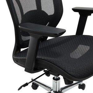 Silla de Oficina Ergonomica LAMBO PRO, reposacabezas, soporte lumbar, en malla transpirable, negro