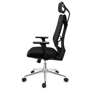 Silla de Oficina Ergonómica ADARA, con reposacabezas, uso profesional 8h, negro