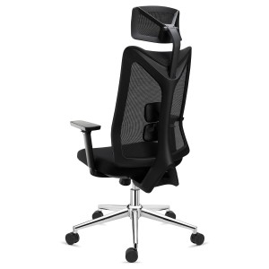 Silla de Oficina Ergonómica ADARA, con reposacabezas, uso profesional 8h, negro