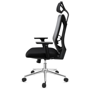 Silla de Oficina Ergonómica ADARA, con reposacabezas, uso profesional 8h, negro