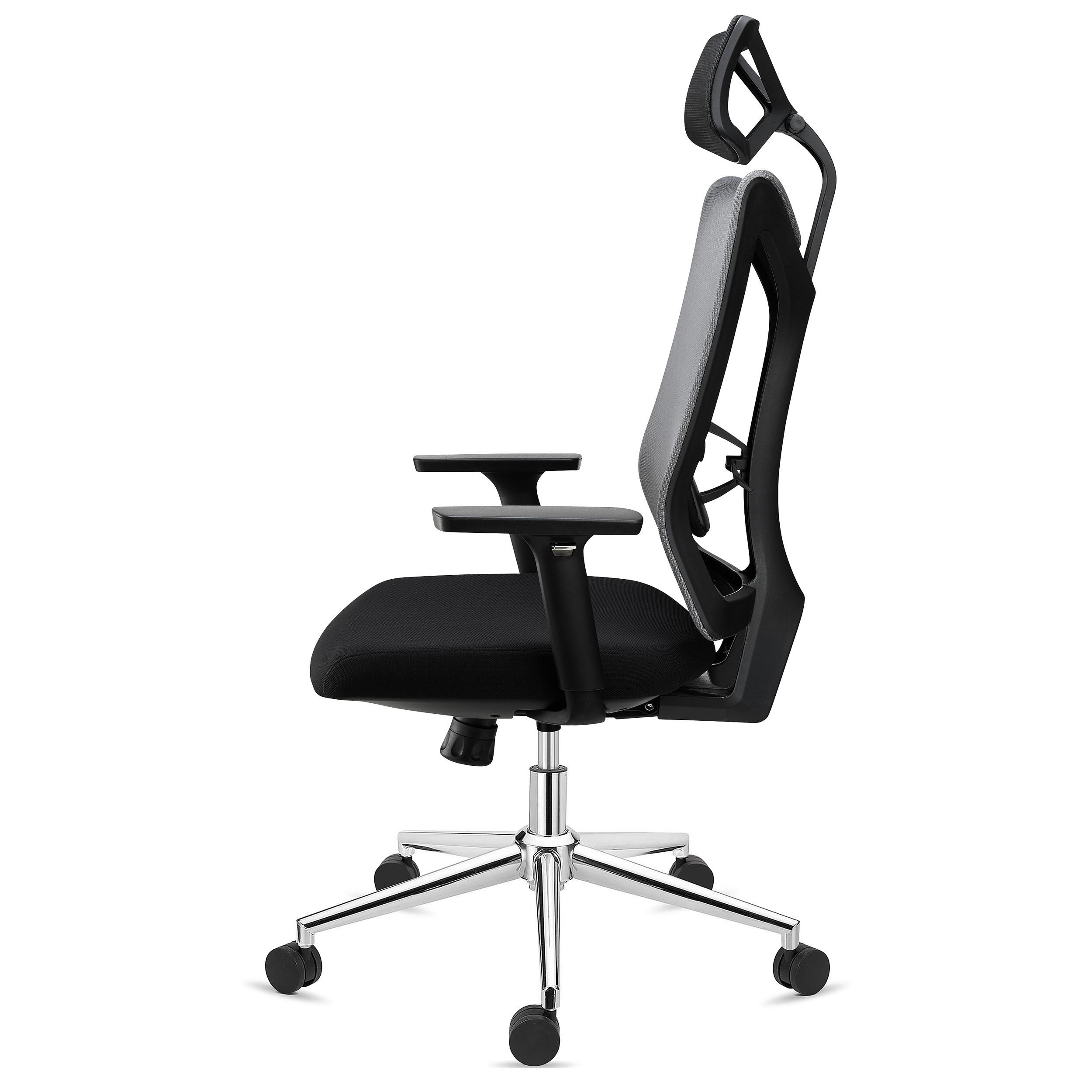 Silla Ergonómica ADARA, Reposacabezas, Uso Profesional 8h, Reposabrazos 3D, En Negro