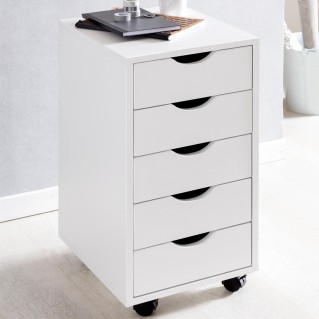 Archivador con Ruedas CLOVER, 5 Cajones, Color Blanco