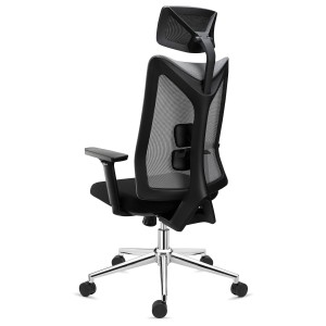 Silla de Oficina Ergonómica ADARA, con reposacabezas, uso profesional 8h, negro