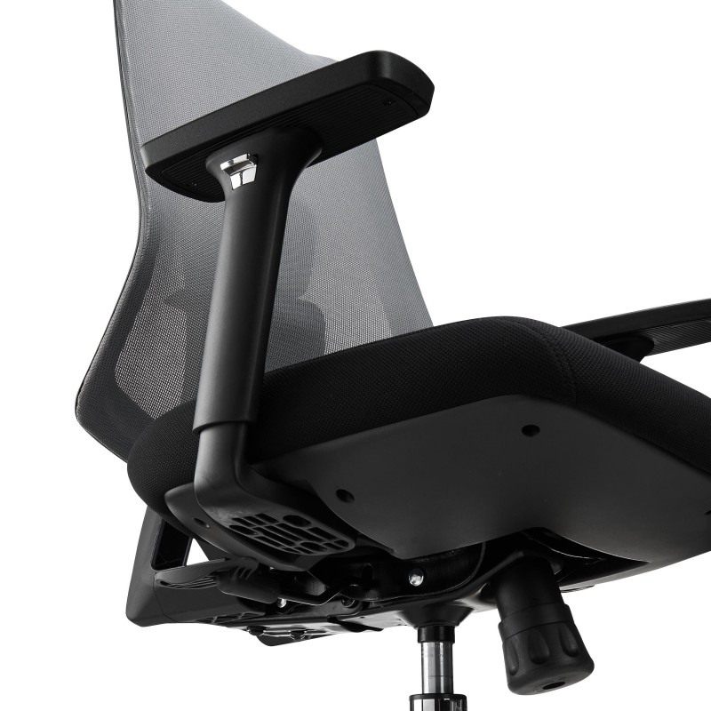 Silla de Oficina Ergonómica ADARA, con reposacabezas, uso profesional 8h, negro
