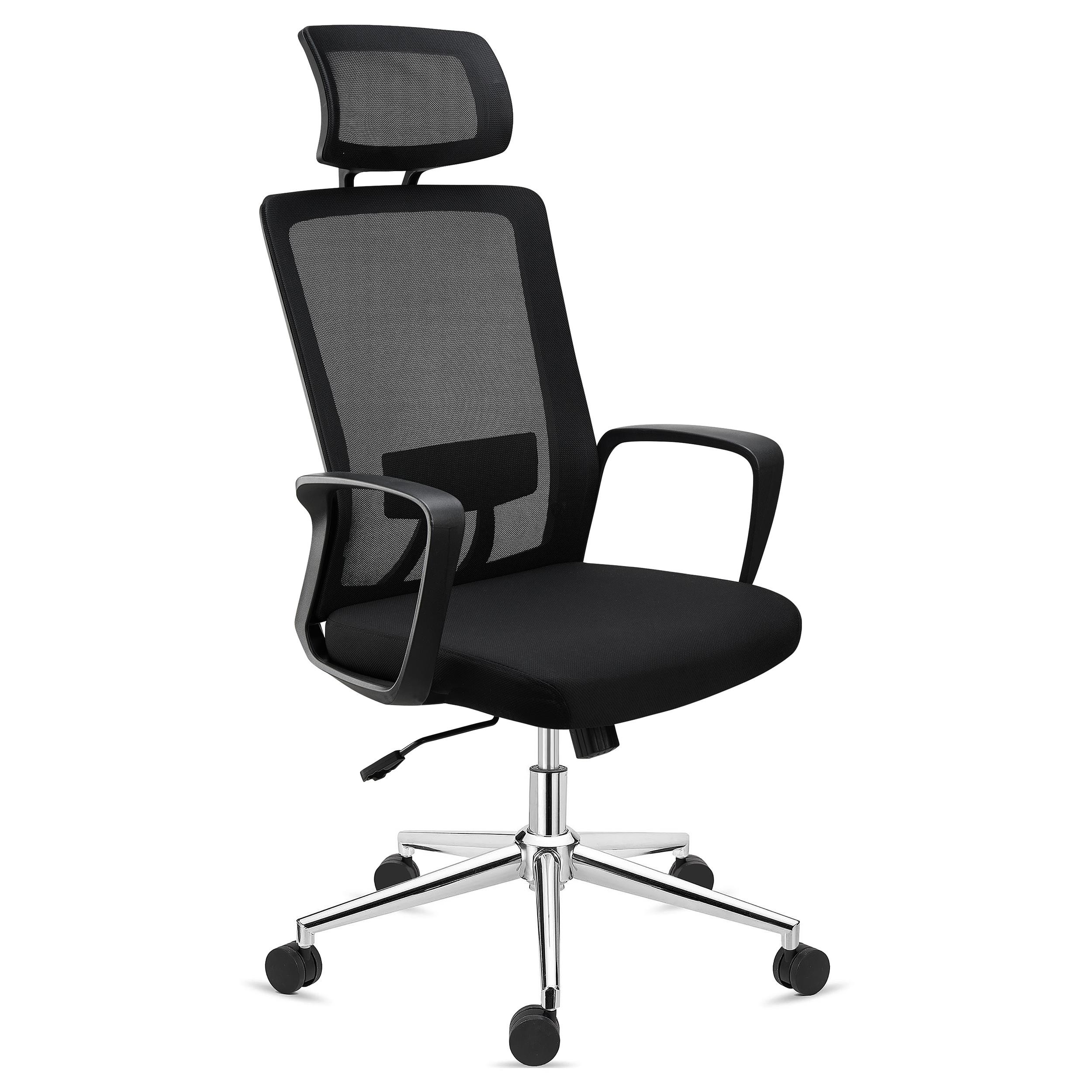 Silla de Oficina ERGOCITY, Reposacabezas, Soporte Lumbar, Respaldo Basculante, En Negro